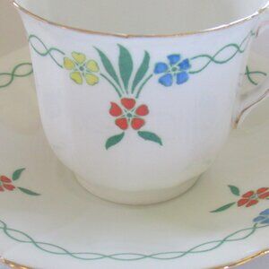 Paladin Tea Cup and Saucer, Hand Painted, Art Deco, Gold Gilt, Bone China   D111